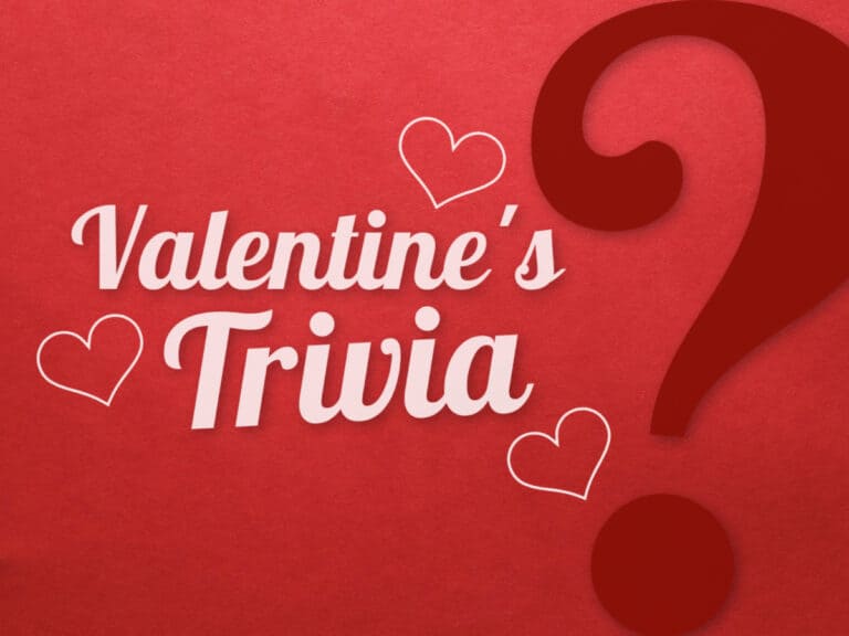 Feature image for article on Valentine's trivia questions