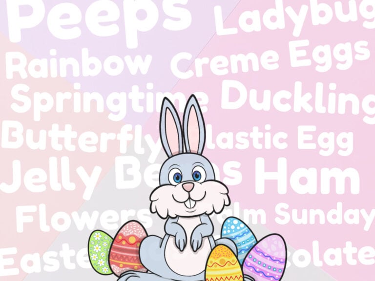 Feature image for article on word lists for Easter Charades and Pictionary