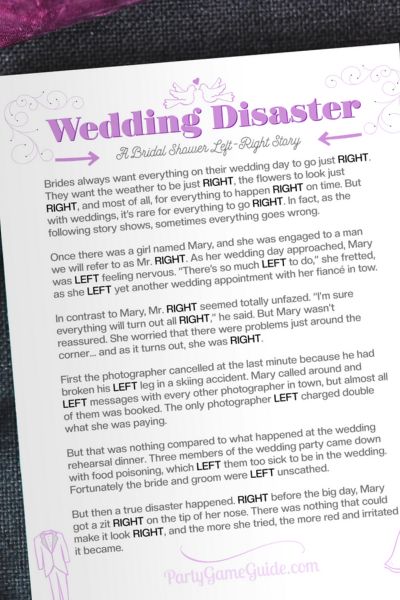 Preview image for printable with a left-right story for bridal showers