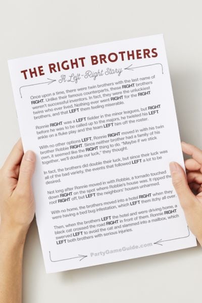 Preview image for printable with the Right Brothers, a left-right story