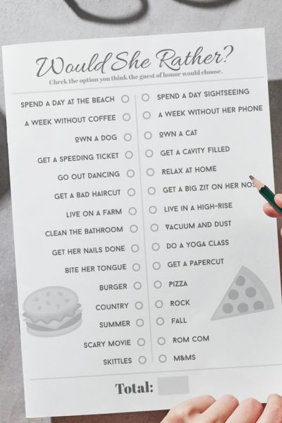 Preview image for PDF file containing Would She Rather? questionnaire