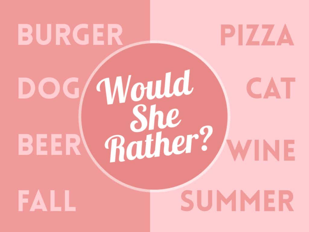 Feature image for Would She Rather? bridal shower party game